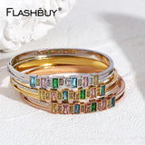 Multicolour Rhinestone Zircon Stainless Steel Bangles Bracelets for Women