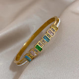 Multicolour Rhinestone Zircon Stainless Steel Bangles Bracelets for Women