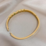 Multicolour Rhinestone Zircon Stainless Steel Bangles Bracelets for Women