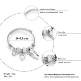 Stainless Steel Owl Feather Charm Bracelet for Women