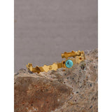 Stainless Steel Stone Bangle Bracelet 18K PVD Plated Women Cuff