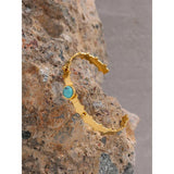 Stainless Steel Stone Bangle Bracelet 18K PVD Plated Women Cuff