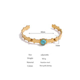 Stainless Steel Stone Bangle Bracelet 18K PVD Plated Women Cuff