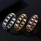 Stainless Steel Bangles Bracelet Rhinestone Stars Charm Bracelet