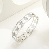 Stainless Steel Bangles Bracelet Rhinestone Stars Charm Bracelet