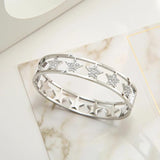 Stainless Steel Bangles Bracelet Rhinestone Stars Charm Bracelet