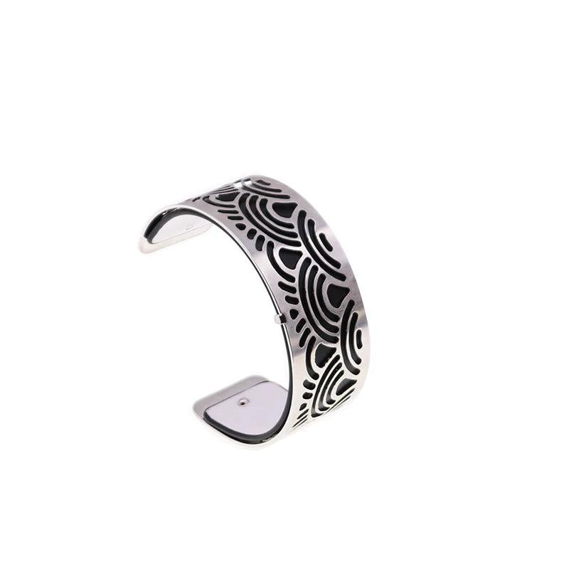 25mm Ocean Wave Reversible Cuff Bracelet with Silver Manchette Femme Jewelry