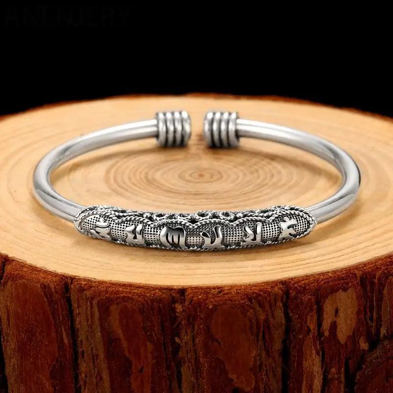 Vintage Silver Chinese Style Cuff Bracelet Thai Silver Jewelry