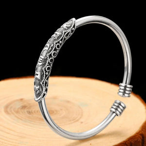 Vintage Silver Chinese Style Cuff Bracelet Thai Silver Jewelry