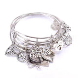 5pcs Charm Bangle Set Wire Bracelets for Women Girls Lips Breast Cancer