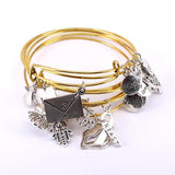 5pcs Charm Bangle Set Wire Bracelets for Women Girls Lips Breast Cancer