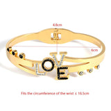Women's Stainless Steel Rose Charm Heart Bangle Bracelet