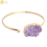CSJA Purple Quartz Crystal Cuff Bracelet for Women