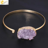 CSJA Purple Quartz Crystal Cuff Bracelet for Women