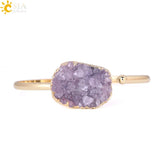 CSJA Purple Quartz Crystal Cuff Bracelet for Women