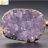 CSJA Purple Quartz Crystal Cuff Bracelet for Women