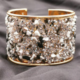 Ethnic Style Rhinestone Bracelet Natural Stone Cuff