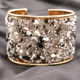 Ethnic Style Rhinestone Bracelet Natural Stone Cuff