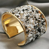 Ethnic Style Rhinestone Bracelet Natural Stone Cuff