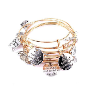 5pcs Silver Bracelet Set with Love Hope Faith Charm Bracelets