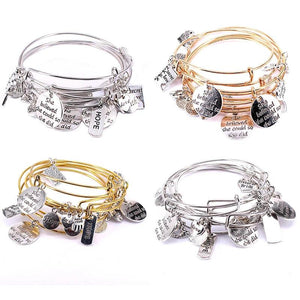 5pcs Silver Bracelet Set with Love Hope Faith Charm Bracelets