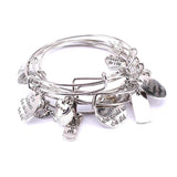 5pcs Silver Bracelet Set with Love Hope Faith Charm Bracelets