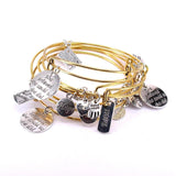 5pcs Silver Bracelet Set with Love Hope Faith Charm Bracelets