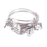 5pcs Silver Bracelet Set with Love Hope Faith Charm Bracelets