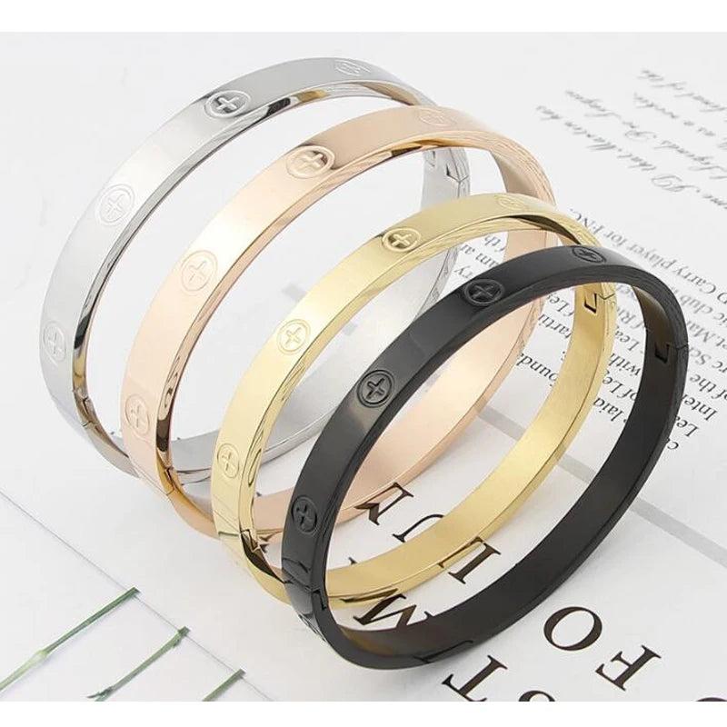 Zircon & Cross Nut Nail Bracelet Stainless Steel Jewelry