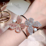 Pink Cubic Zircon Butterfly Bracelet for Women