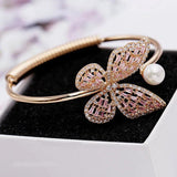 Pink Cubic Zircon Butterfly Bracelet for Women