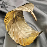 Leaf Plated Cuff Bracelets For Women Gothic Accessories