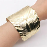 Leaf Plated Cuff Bracelets For Women Gothic Accessories