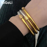 Modern Jewelry Silicone Bracelet Bangles Two Tone Silver For Women