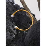 316l Stainless Steel Bamboo Cuff Bangle 63mm Pearls Texture Vintage Jewelry