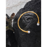 316l Stainless Steel Bamboo Cuff Bangle 63mm Pearls Texture Vintage Jewelry