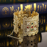 Moroccan Hollow Cuff Bracelet Arabian Rhinestone Bride Wedding Jewelry