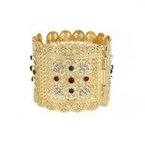 Moroccan Hollow Cuff Bracelet Arabian Rhinestone Bride Wedding Jewelry