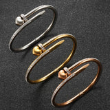 Love Heart Bracelet Stainless Steel Crystal Bangle for Women