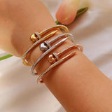 Love Heart Bracelet Stainless Steel Crystal Bangle for Women