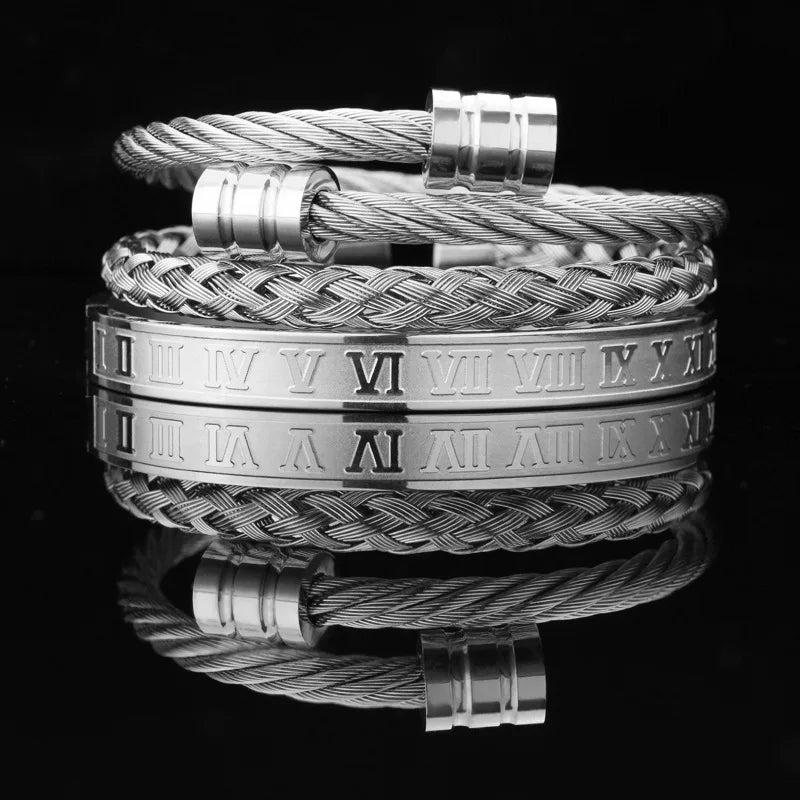 ZG Explosive Stainless Steel Bracelet Roman Alphanumeric Crucifix Text