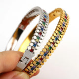 Colorful Cubic Zirconia Bracelet Bangle 18K Plated Jewelry Women