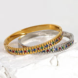 Colorful Cubic Zirconia Bracelet Bangle 18K Plated Jewelry Women