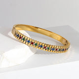 Colorful Cubic Zirconia Bracelet Bangle 18K Plated Jewelry Women