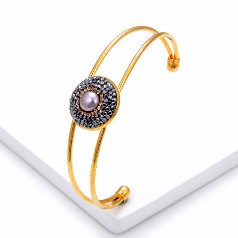 Freshwater Pearl Rhinestone Bracelet Women Boho Jewelry