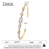 Colorful CZ Teardrop Square Cuff Bangle for Women