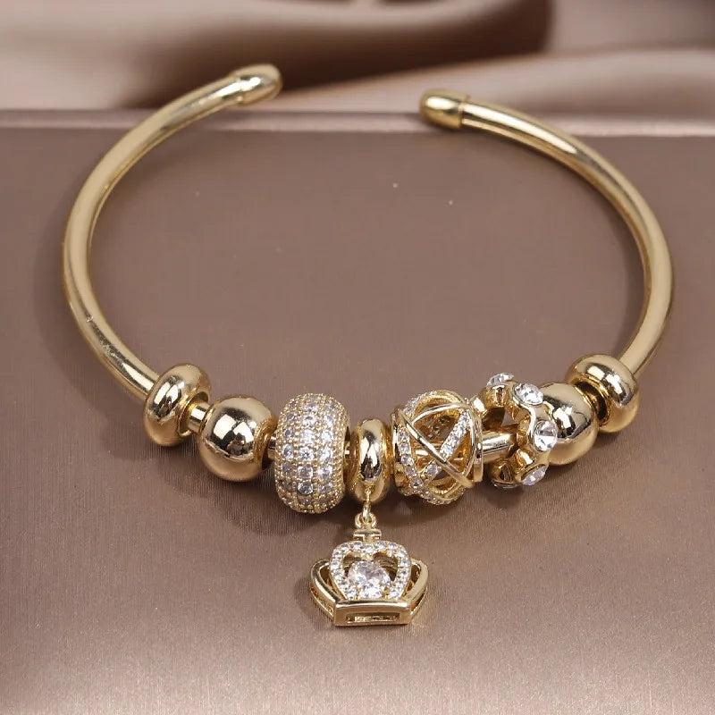Korean Zircon Crown Pendant Bracelet for Women's Wedding