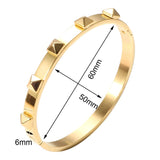 Stainless Steel Rivet Cuff Charm Bangles 5 Pyramid 6mm Width Men Women