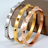 Stainless Steel Rivet Cuff Charm Bangles 5 Pyramid 6mm Width Men Women
