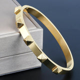 Stainless Steel Rivet Cuff Charm Bangles 5 Pyramid 6mm Width Men Women